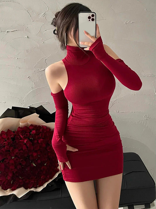 Pleated High Neck Tank Dress