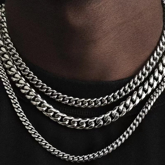 Stainless Steel 3,5,7mm Curb Cuban Necklaces