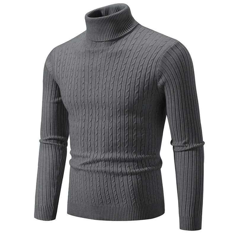 Men’s High-Collar Casual Pullover Sweater
