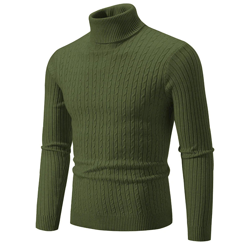 Men’s High-Collar Casual Pullover Sweater