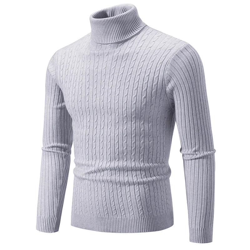 Men’s High-Collar Casual Pullover Sweater