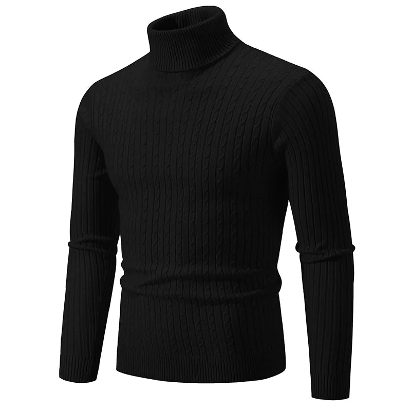 Men’s High-Collar Casual Pullover Sweater